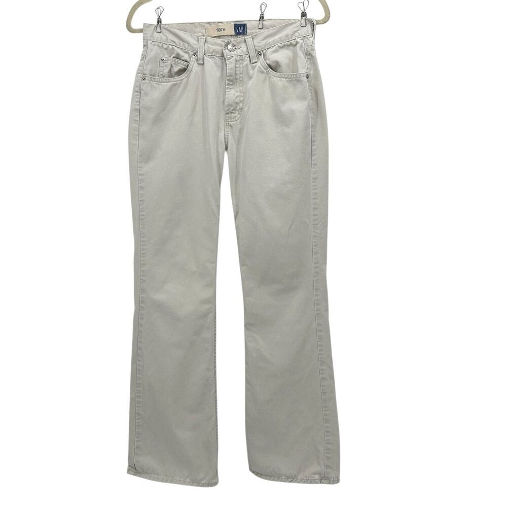 Vintage Gap Womens 4 Pants Flare Khaki Cream Pockets Made In USA 90s